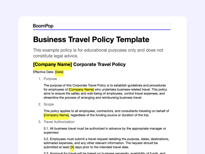 Travel Policies And Procedure Template